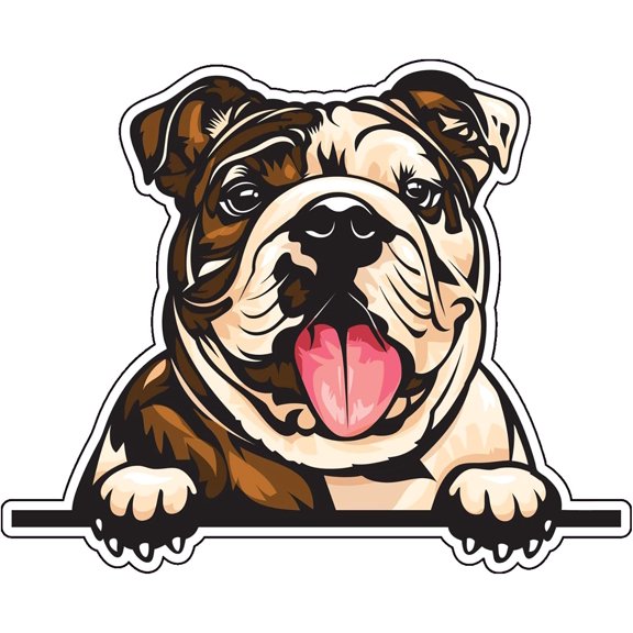 WickedGoodz Smiling English Bulldog Vinyl Decal - Dog Breed Bumper Sticker - for Laptops Tumblers Windows Cars Trucks Walls