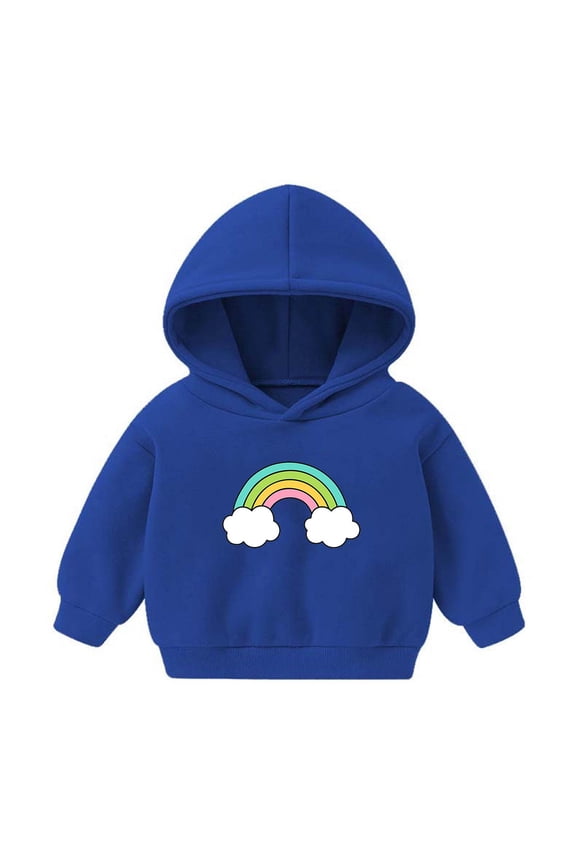 Christmas Toddler Baby Boys Girls Cute Hoodies Rainbow Cloud Graphic Hoodies Sweatshirt Long Sleeve Pullover Plush Hoodies with Robbie Cuffs For The Baby Christmas Gifts Blue-A 6T