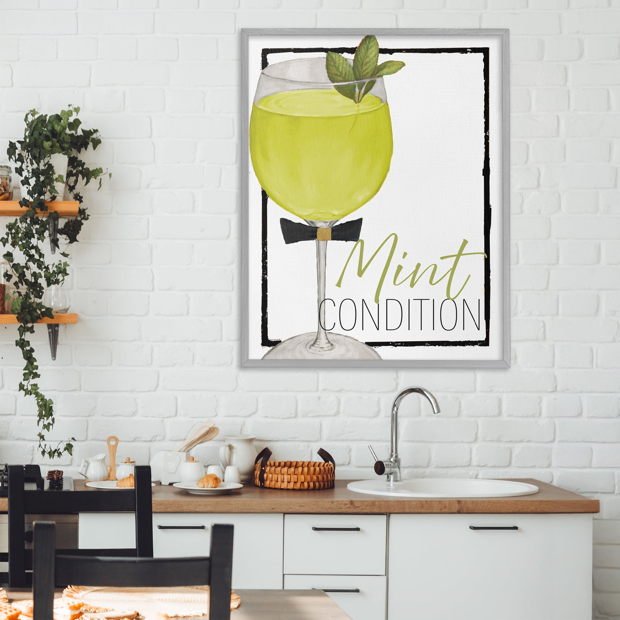 Stupell Industries Mint Condition Cocktail Gray Framed Giclee Art, design by Lorenzo Collective