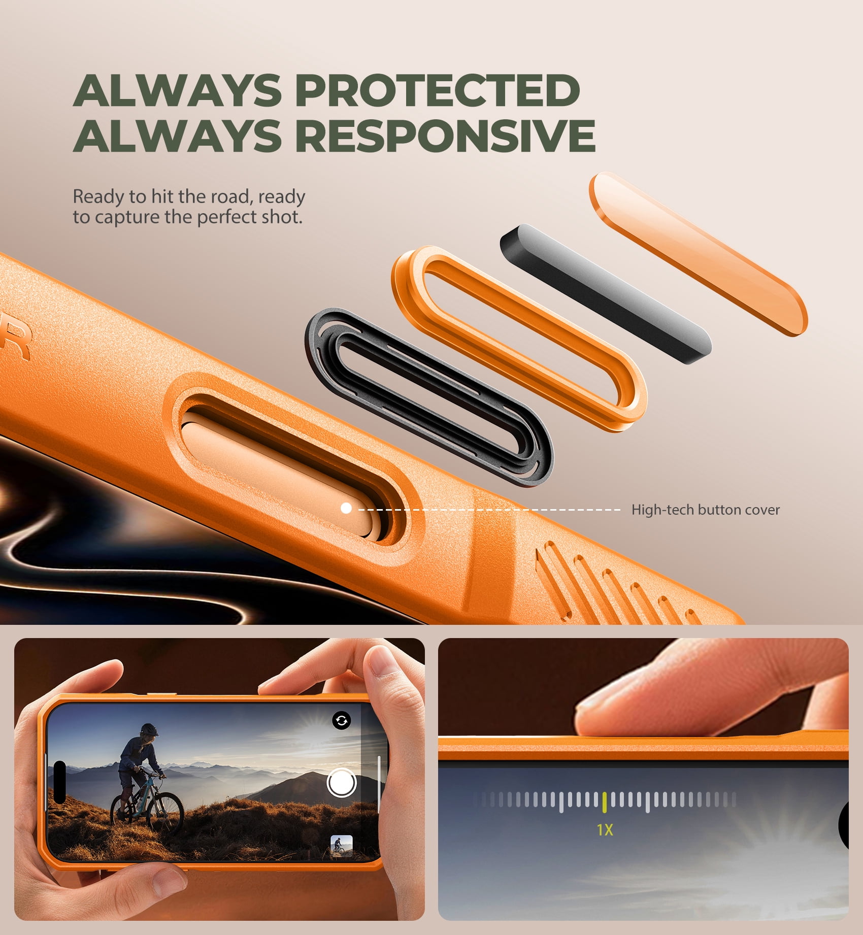 Dexnor for iPhone 17 Pro Case with Slide Camera Cover & Adjustable Kickstand, Magnetic Rugged Shockproof Bumper Cases Heavy-Duty Magnetic Protective Cover,Orange