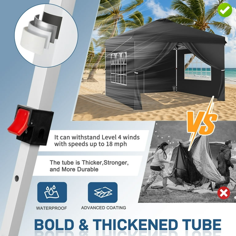 Ktaxon 10'x10' Ez Pop Up Canopy Tent, Black, Outdoor Shelter with