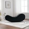 thumbnail image 7 of Rocking Leisure Bench, Swing Yoga Chair, Faux Leather Curved Sofa, Modern Decompression Chair, Upholstered Yoga Chaise For Living Room, Bedroom, Office, 7 of 7