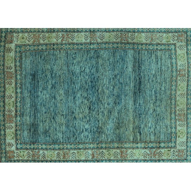 Ahgly Company Indoor Rectangle Abstract Light Blue Modern Area Rugs, 8' x 10'