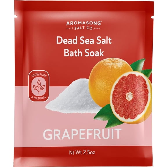 Aromasong Pure Dead Sea Salt 100% Natural Grapefruit Essential Oil – 2.5 oz. Spa Bath Salt Fine Grain- Christmas Stocking Stuffers for Adults, Kids, Women, and Mens soak Stocking Stuffers for Adults