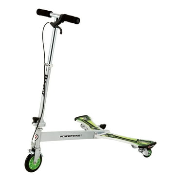 Razor PowerWing DLX Caster Scooter - Silver/Green, 3-Wheeled Drifting Ride-on for Child 6 