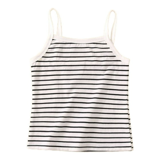 Diufon Summer Cotton Tank Tops for Girls Striped Printed Tops Summer Casual Sleeveless Tees