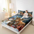 thumbnail image 4 of Homewish 3D Highland Bull Queen Sheet Sets, Magical Christmas Snowman Flat Sheet, Winter Festival Queen Fitted Sheet, Breathable Home Decor, 4pcs, 4 of 7