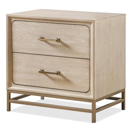 Pemberly Row Contemporary Wood 2-Drawer Nightstand in Light Oak