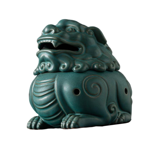 Lion Statue Figurines Cones Holder Accents Table Centerpiece Gift  Burner Sculpture for Home, Livingroom ,Desktop, Office Green