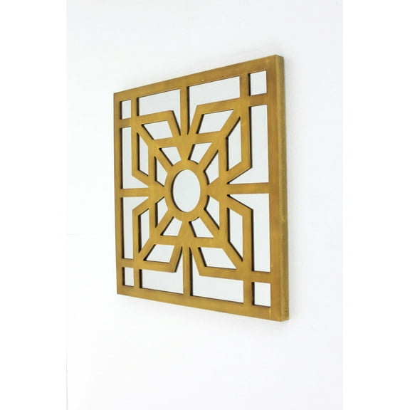 1.25" x 23.25" x 23.25" Bright Gold Mirrored Wooden  Wall Decor