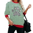 thumbnail image 4 of Yteetum Women's Christmas Crewneck Sweatshirts Oversize Christmas Graphic Print Pullover Hoodless Sweatshirts Top Womens Christmas Stripe Print Round Neck Long Sleeve Sweatshirts Fall Clothes, 4 of 6