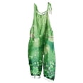 thumbnail image 3 of lcziwo 2025 Summer Jumpsuits for Women Cotton Linen One Piece Pants St. Patrick's Day Sleeveless Straps Overalls Novelty Irish Clover Graphic Print Rompers Green M, 3 of 6