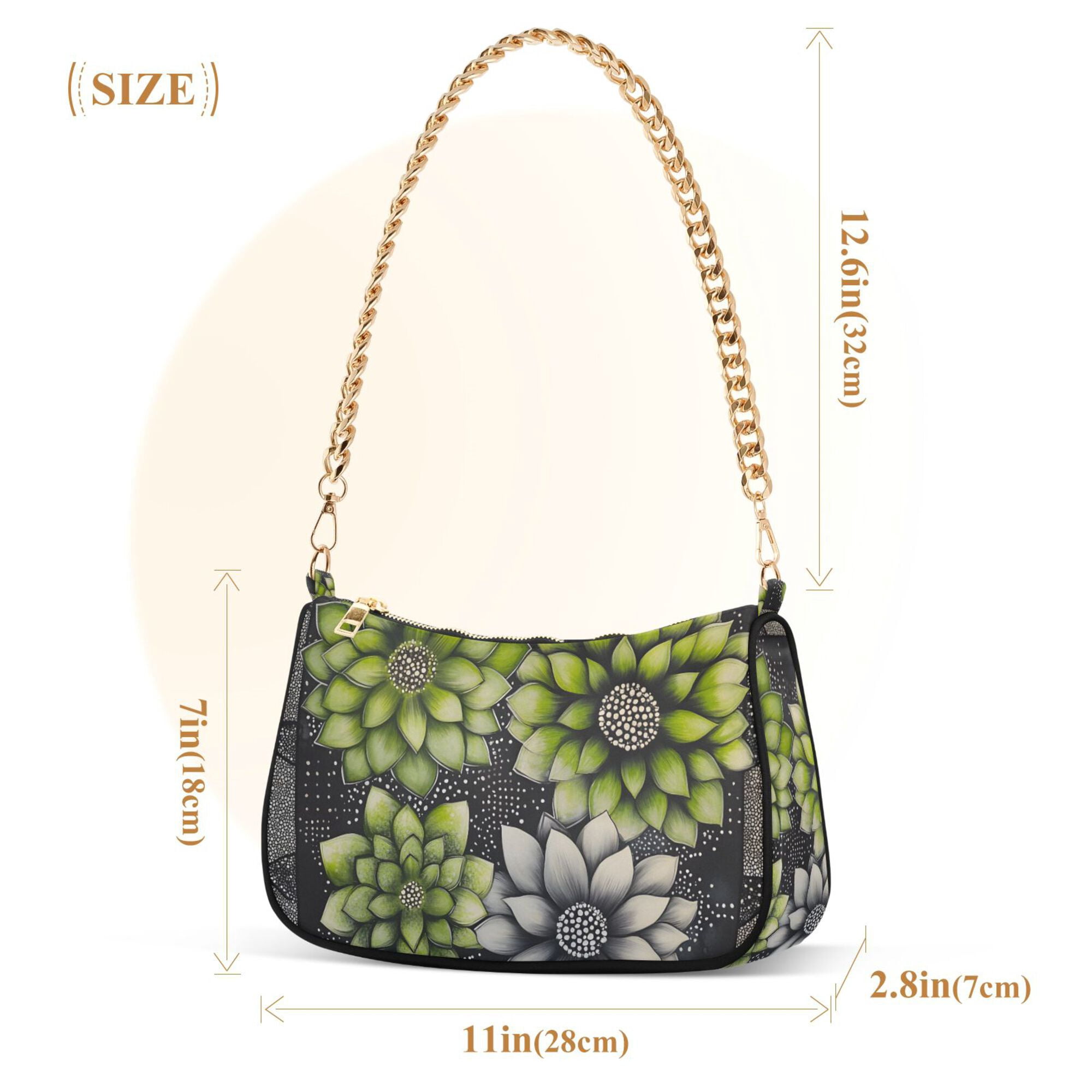 FORMRS Womens Shoulder Bag with Chain Strap Clutch Purse Cute Tote Handbag, Gray Floral