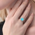thumbnail image 4 of Gem Stone King 925 Sterling Silver Green Turquoise and White Created Sapphire Engagement Ring for Women | 2.10 Cttw | Cushion 8MM | Gemstone Birthstone | Size 8, 4 of 6
