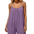 thumbnail image 3 of Women's Casual Sleeveless Wide Leg Jumpsuit with Pockets Loose Fit Summer Romper, 3 of 5