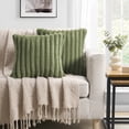thumbnail image 4 of Mainstays 18" x 18" Bay Leaf Green Channel Faux Fur Decorative Pillow Covers (2 Count), 4 of 5