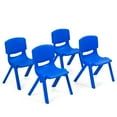 thumbnail image 1 of Gymax 4-pack Kids Plastic Stackable Classroom Chairs Indoor/Outdoor Kindergarten Blue, 1 of 10