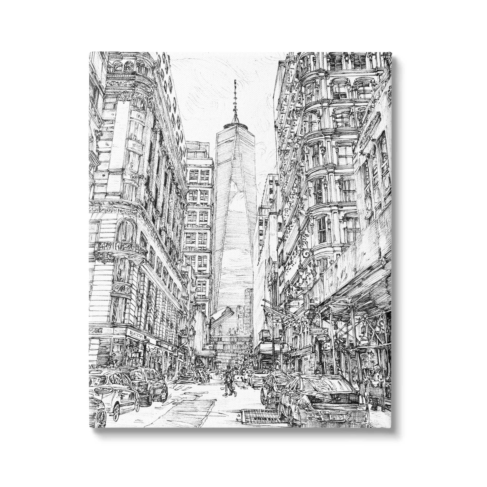 Stupell Urban City Metropolis One World Trade Center Travel & Places Drawing Gallery Wrapped Canvas Print Wall Art