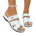 thumbnail image 4 of Women Arch Support Slides Orthotic Walking Sandals Orthopedic Sandals Summer Plus Size Beach Wedge Shoes White 9.5(43), 4 of 9