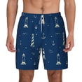 thumbnail image 3 of Uemuo Lighthouses and Anchors Pattern Mens Swim Trunks Quick Dry Board Shorts with Mesh Lining, Stretch Beach Shorts Quick Dry No-Chafing Board Shorts-XX-Large, 3 of 9