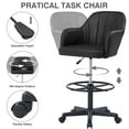 thumbnail image 6 of VECELO Office Desk Chair with Armrest and Wheels, Modern PU Leather Height Adjustable Task Chairs, 360° Rolling Swivel Computer Chair, Black, 6 of 10