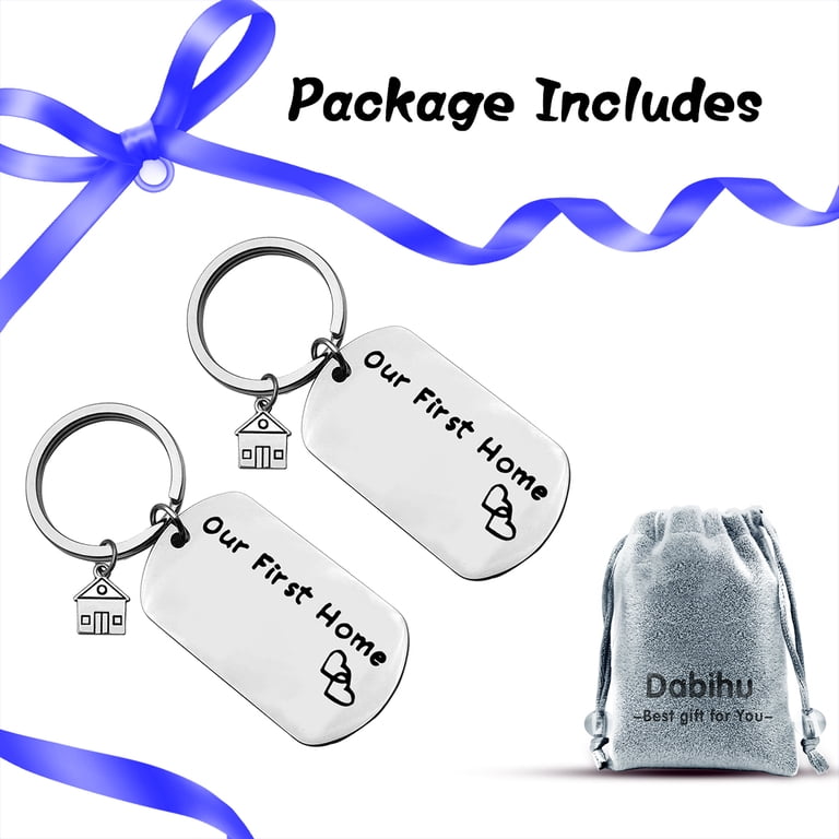 2pcs New Home Keychain Set - Housewarming Gift Key Rings With Inspirational Quote, Stainless Steel
