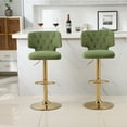 thumbnail image 3 of 2pcs Bar Stools Modern Counter Height Bar Stools with Back Upholstered Swivel Adjustable Barstools for Kitchen Island Restaurant, Avocado Green, 3 of 7