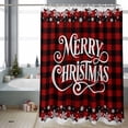 thumbnail image 2 of Shower Curtain 48"W x 72"L Merry Christmas Snowflakes Red Plaid Fabric Shower Curtains Set with Hooks Water Repellent Bathroom Curtains Machine Washable Bathroom Accessories, 2 of 7