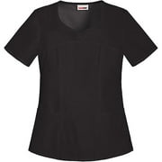 Women's Fashion Essentials Mock Wrap Scrub Top with Back Elastic