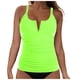 thumbnail image 1 of Traje de Baño de Cobertura Completa de las Mujeres sin Mangas Sólido Empujado Acolchado Traje de Baño con Cuello en V con Detalles, Ropa de Playa de Poliéster Spandex para la Piscina de Verano, 1 of 5