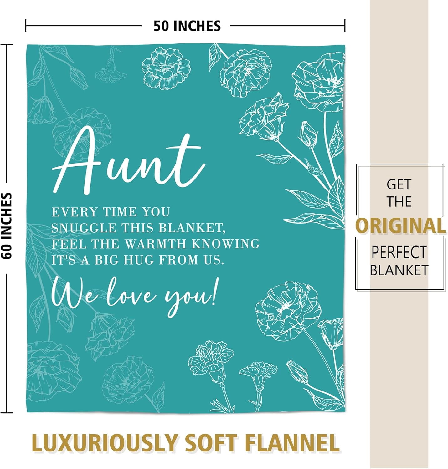 Aunt Gifts Blanket, Gifts for Aunt from Niece Nephew, Aunt Birthday Gifts, Auntie Gift Ideas for Mothers Day Christmas, Super Soft Flannel Throw Blanket for Aunt