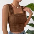 thumbnail image 4 of Lixiuxyad Tank Tops for Women Women's Solid Color Fashionable Sleeveless Open Navel Square Neck Shoulder Strap Vest Top(Brown XL), 4 of 6