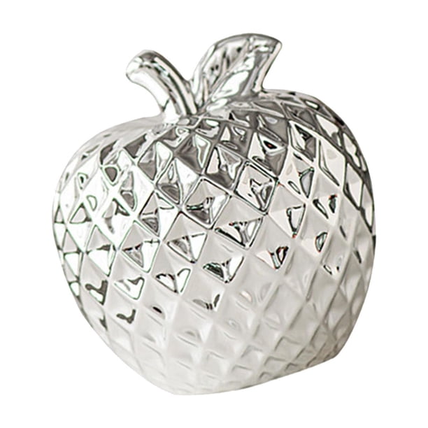 Estatua de cerámica de manzana, escultura de fruta, figura decorativa sencilla, adorno de escritorio Plata