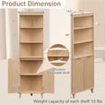 thumbnail image 3 of Costway 68" Tall Corner Bathroom Cabinet with Fluted Doors, 6-Tier Space Saver Bathroom Storage Cabinet Oak, 3 of 10