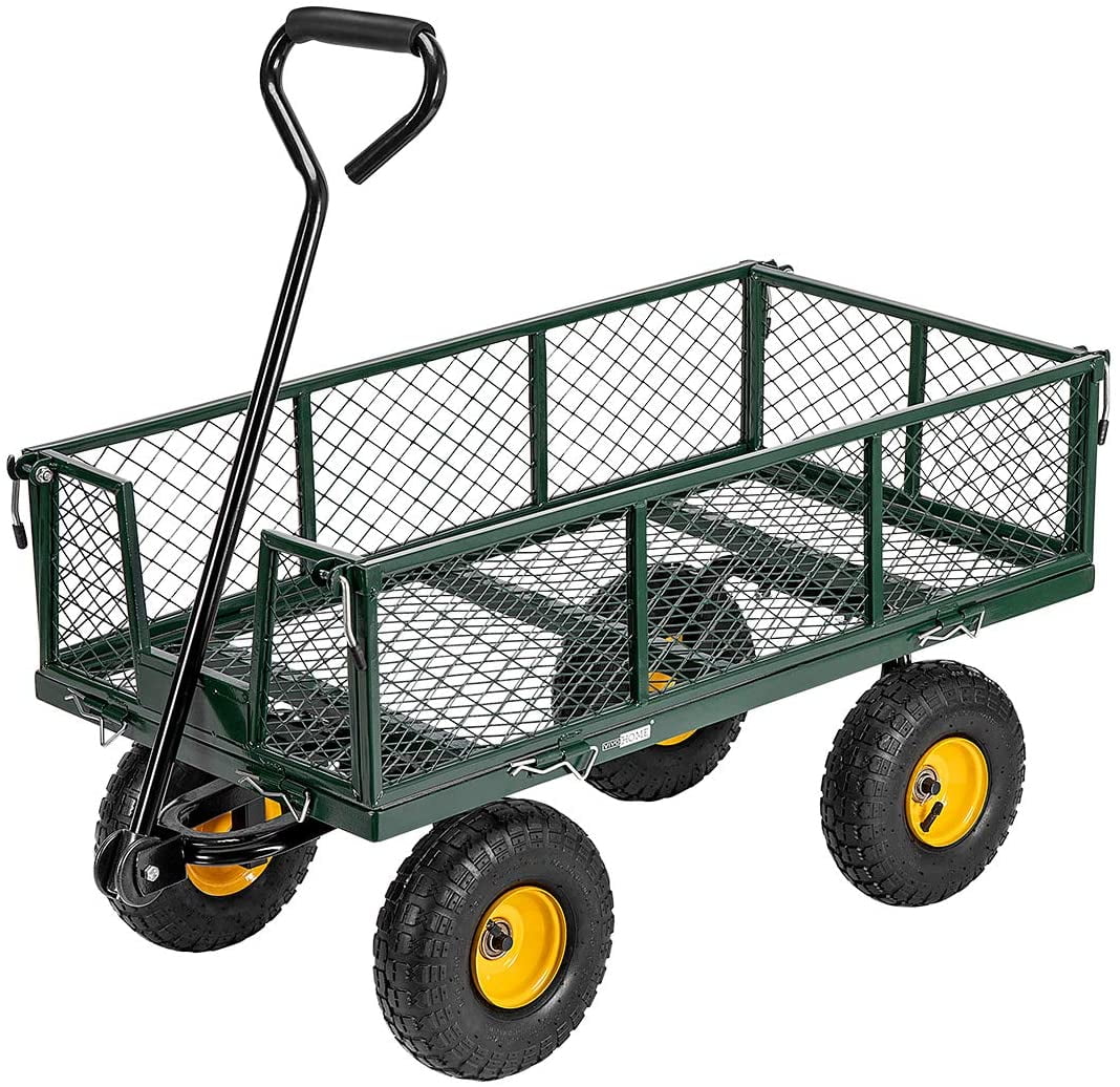 Heavy Duty 1100 Lbs Capacity Mesh Steel, Garden Utility Cart Wagon
