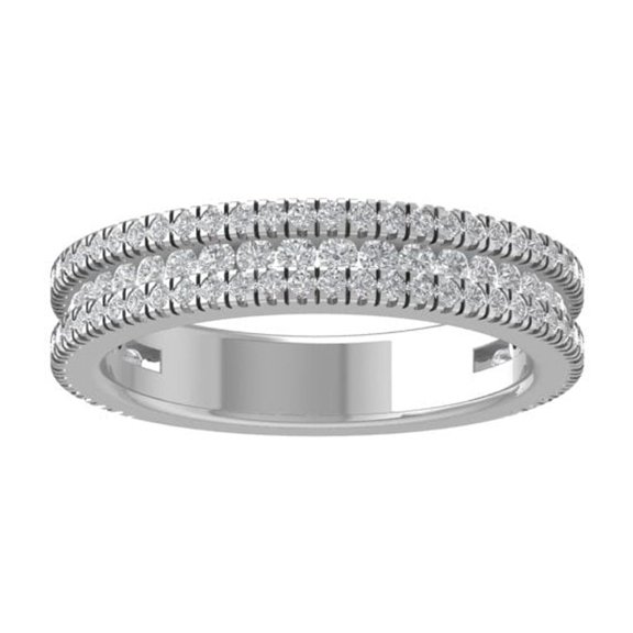 ARAIYA FINE JEWELRY 10K White Gold Round-shape Diamond Anniversary Ring (3/4 cttw, I2-I3 Clarity, I-J Color) Size 10