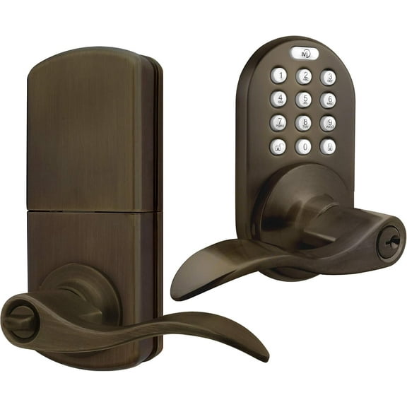 MiLocks Keyless Entry Door Lock, Electronic Keypad Door Lock with Lever Handle Electronic Digital Deadbolt Lock for Interior Doors, Antique Brass