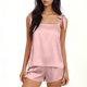 thumbnail image 3 of Fuera Del Hombro Tops para las Mujeres Manga Larga Casual sin Mangas Vendaje Sólido Y la Cintura Elástica Pantalones Cortos Conjuntos para el Verano, 3 of 8