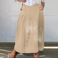 thumbnail image 2 of Mrat Wrap Skirt Women's Casual Retro Floral Skirts Linen Elastic Waist Pleated Maxi Skirt with Pockets Plus Size Skirts S-242 Khaki S, 2 of 5
