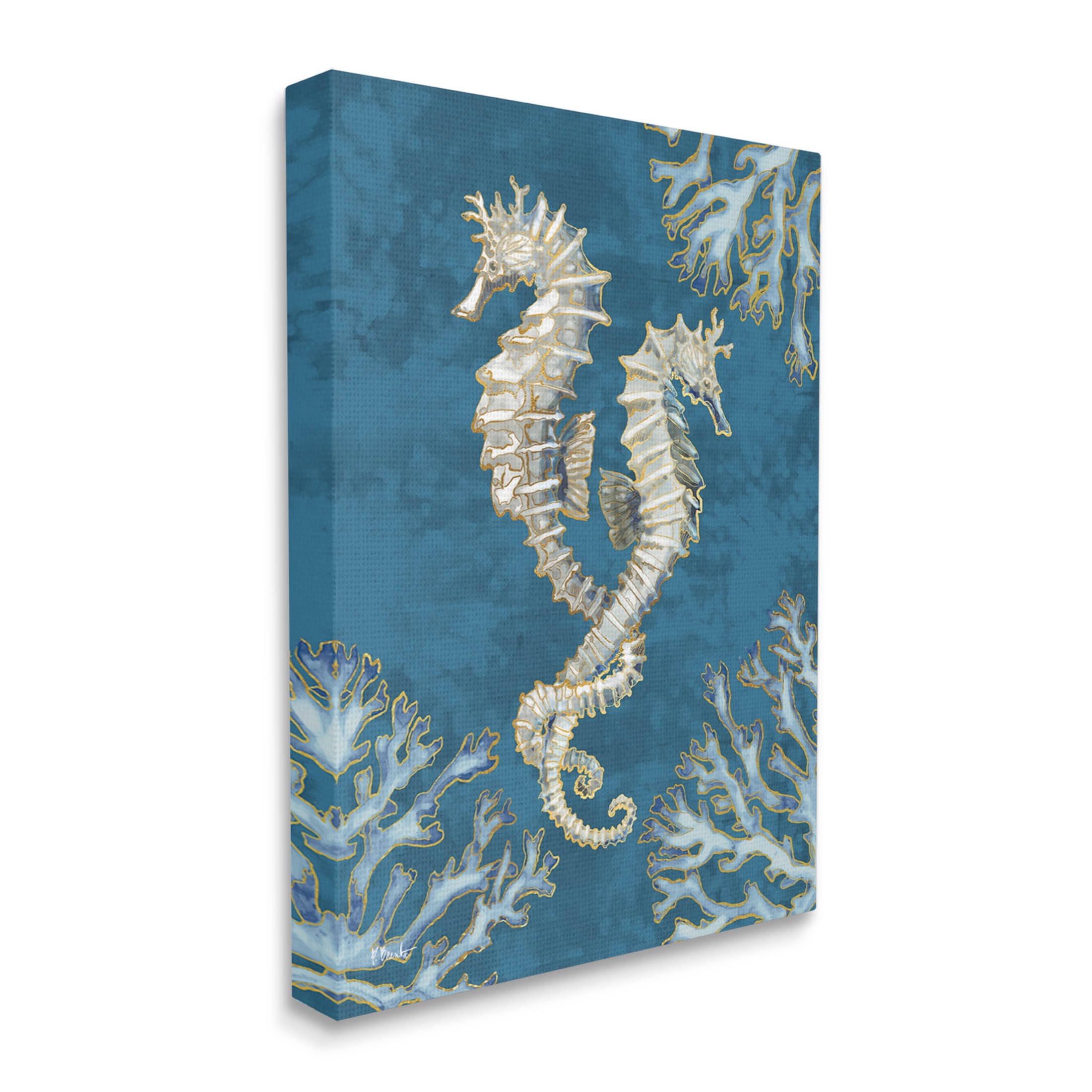 Stupell Industries Intertwined Seahorses Playa Sealife Graphic Art Gallery Wrapped Canvas Print Wall Art, Design by Paul Brent