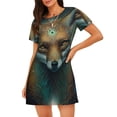 thumbnail image 1 of Fotbe Vintage Pattern Fox Bata de Dormir para Mujer con Estampado, Camisón de Algodón de Manga Corta, Ropa de Dormir Casual, 1 of 6