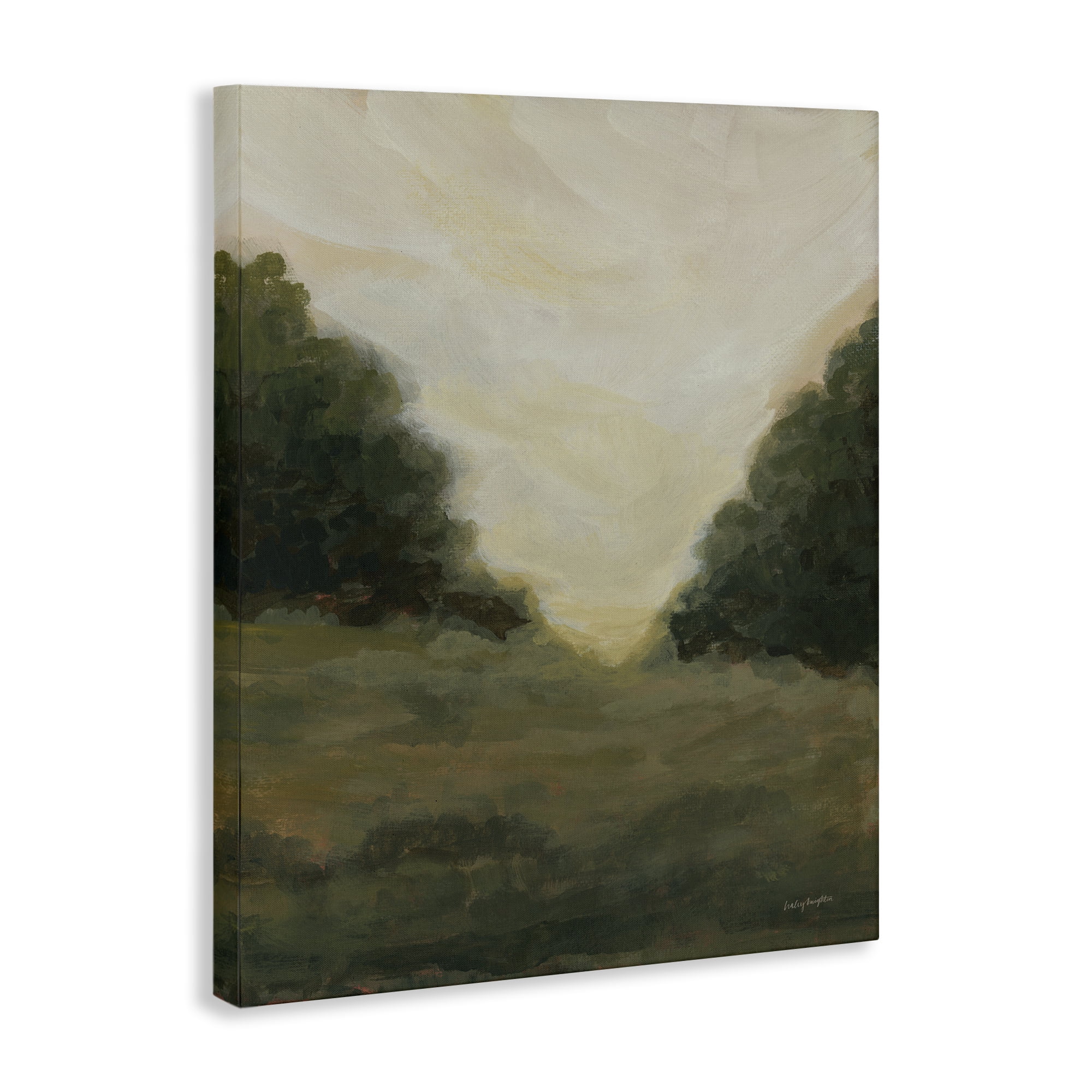 Stupell Industries Serene Green Field View Landscape Painting Gallery Wrapped Canvas Art Print Wall Art, 36 x 48
