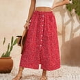 thumbnail image 6 of Lenago Skirts for Women Casual Summer Side Slit Button Print Elastic Waist Skirt, 6 of 9