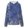 thumbnail image 5 of WREESH Women's Oversized Long Sleeve Hoodie Vintage Floral Printed Pullover Sweatshirt for Casual Wear Navy, 5 of 5