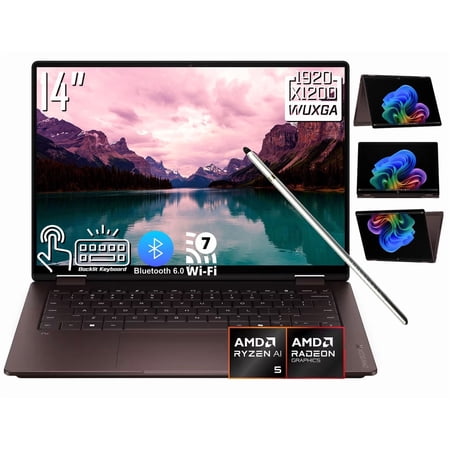 HP OmniBook X Flip 2-in-1 AI Laptop, 14" 2K 1920 x 1200 OLED Touchscreen, AMD Ryzen AI 5 430, 5MP IR Webcam, Backlit KB, Stylus Pen, Win11 Home (16GB DDR5 RAM / 512GB SSD)