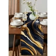 thumbnail image 4 of Table Runner Dresser Scarves 60 Inch Long, Dark Blue Marble Texture with Gold Line Linen Dining Table Runners Natural Cracks Granite Stone Tabletop Scarf for Wedding Holiday Party Kitchen, 4 of 7