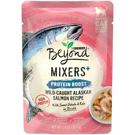 Purina Beyond Cat Broth Limited Ingredient, Grain Free Cat Food Complement, Mixers+ Alaskan Salmon Recipe, 1.4 oz. Pouch