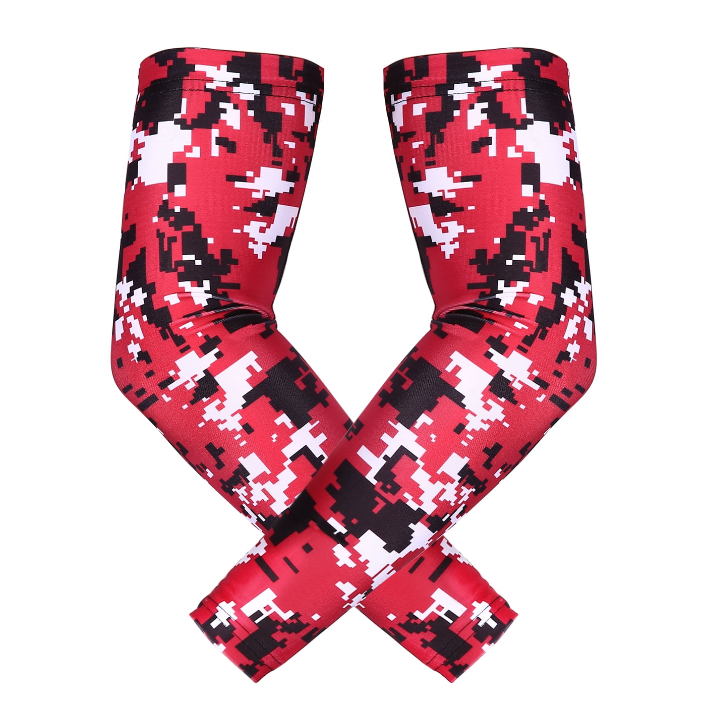 2 Pieces Youth Adult Compression Arm Sleeves Baseball Digital Camo 8 Color XXS-XL COOLOMG Pair