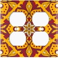 thumbnail image 3 of Metal Light Switch Plate Cover Burgundy Orange Flower Mandala Tile Pattern MDL038, 3 of 13
