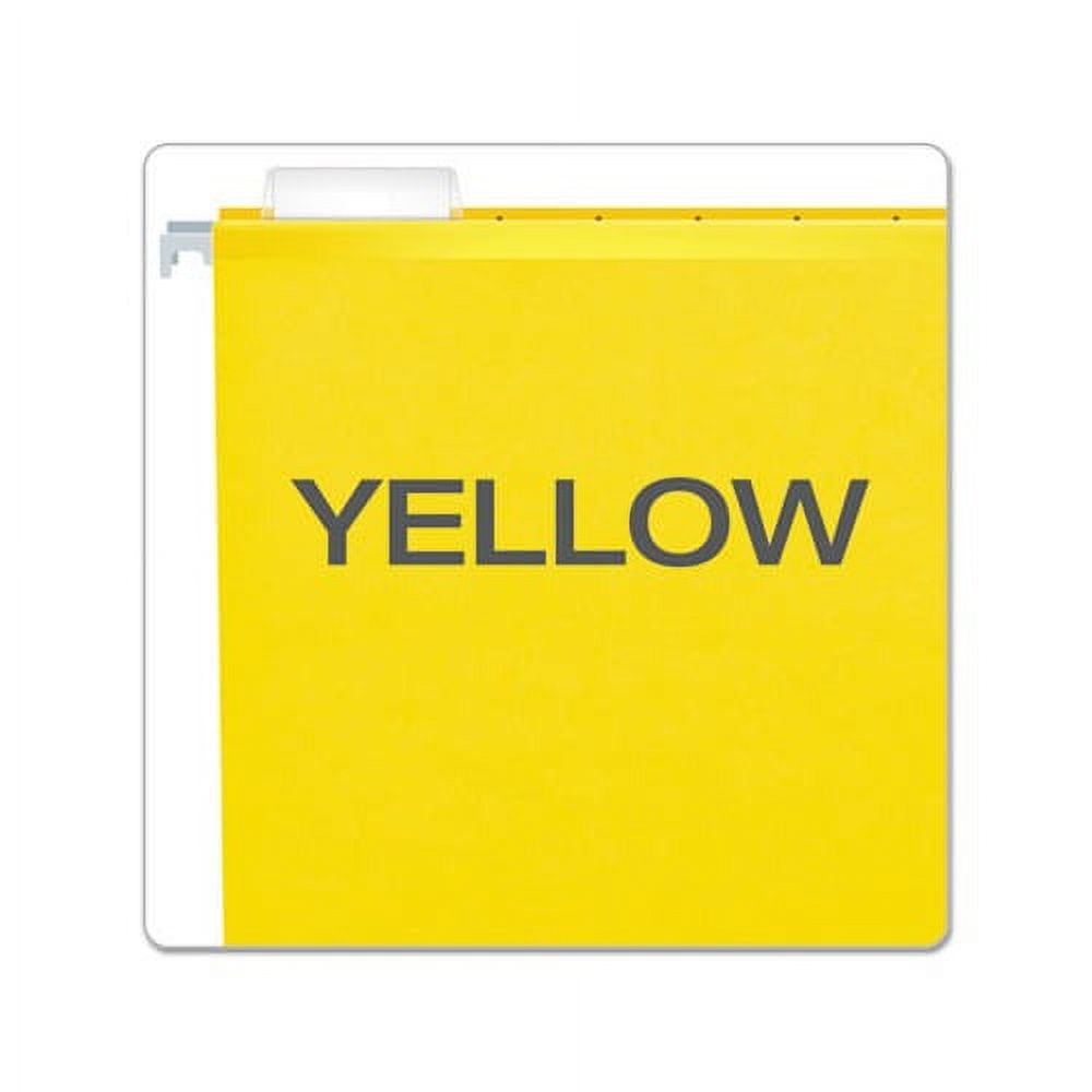 Extra Capacity Reinforced Hanging File Folders with Box Bottom Letter Size, 1/5-Cut Tab, Yellow, 25/Box